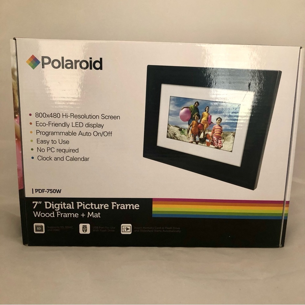 Polaroid 7-Inch Digital Frame with Wood Finish